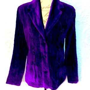 🦋Luxe Royal Purple Textured Velvet Chic Soft Blazer